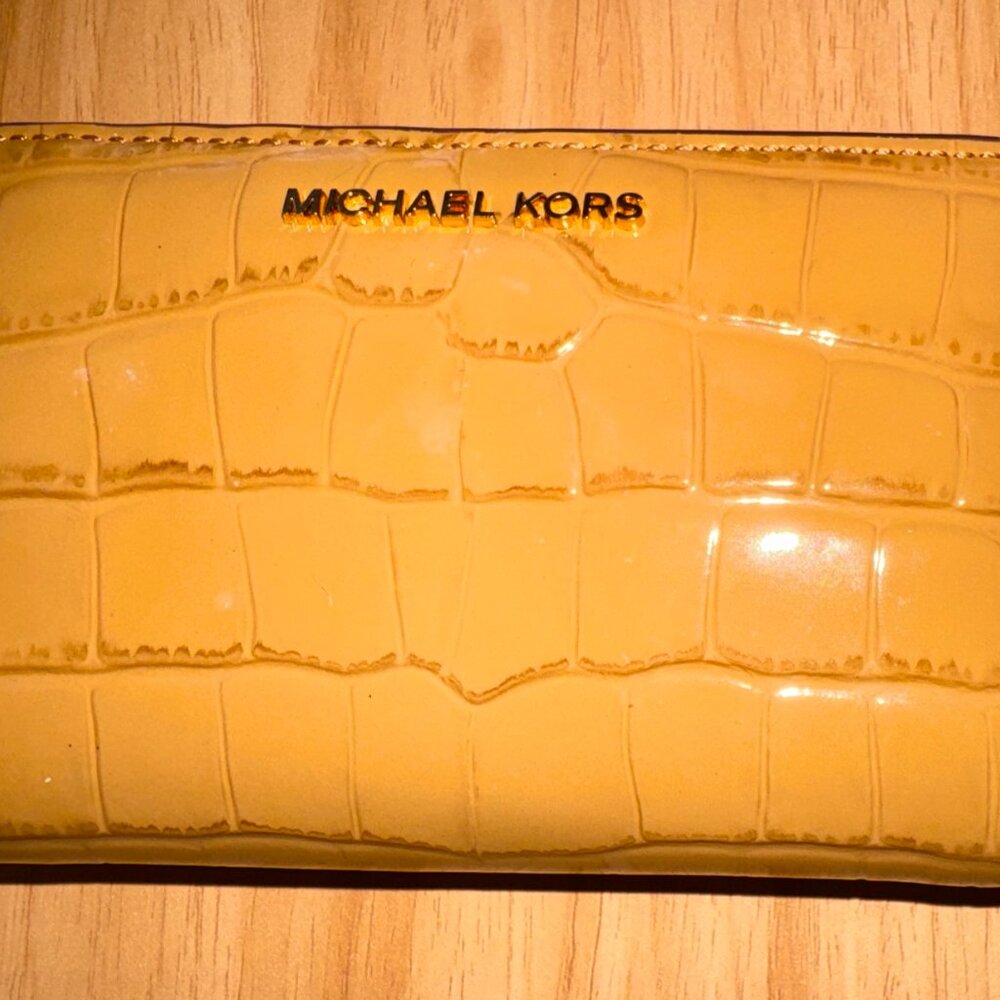 Michael Kors Small Croc Embossed Zip Around Leather Wallet